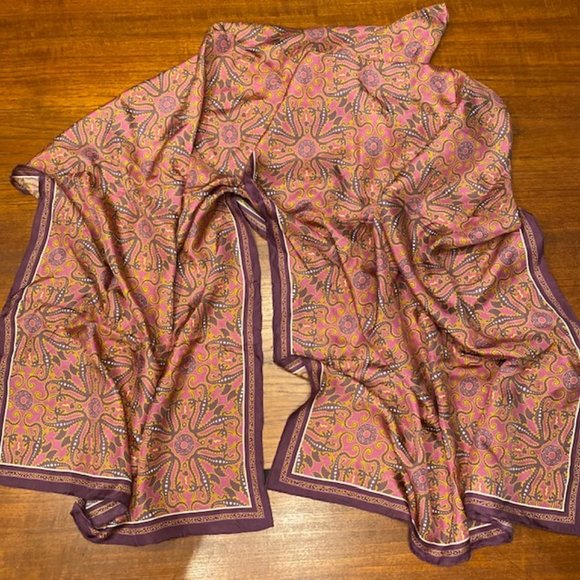 Dragons w Coffee & Donuts Rolled Edge Silk Scarf